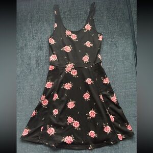 H&M Black Dress with Pink Floral Design